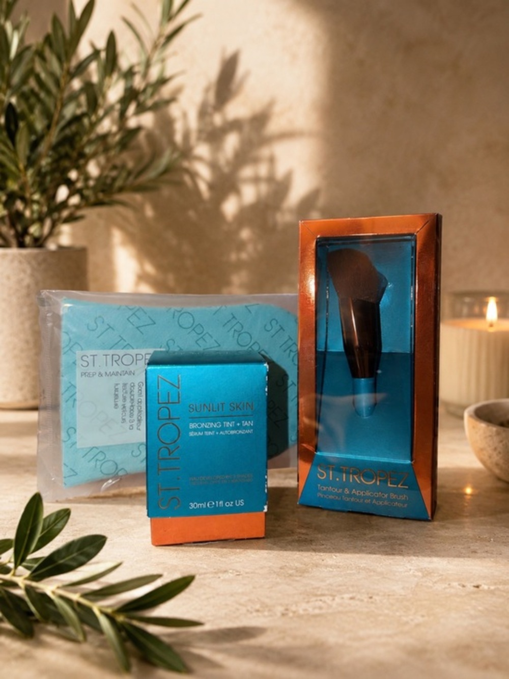 St. Tropez 3-Piece Sunless Tan Bundle 🎀 Serum + Tantour Brush + Luxe Mitt